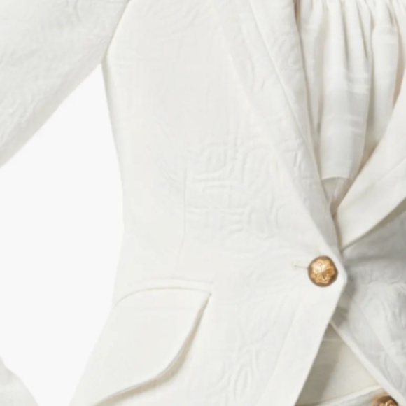 NWT $795 Smythe Jacquard Cutaway Cotton Blazer in White - size 12! - Picture 5 of 10